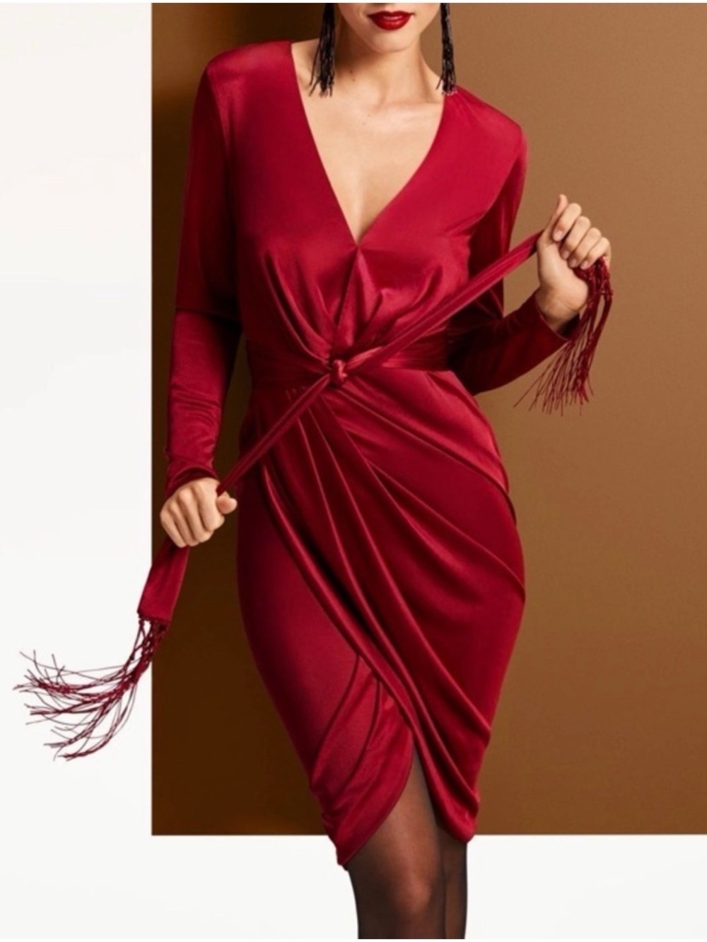 Altuzarra for Target red satin plunge dress